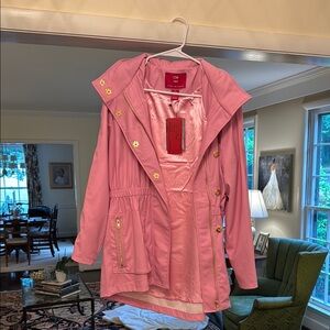 Pink CM Raincoat with Gold Accents